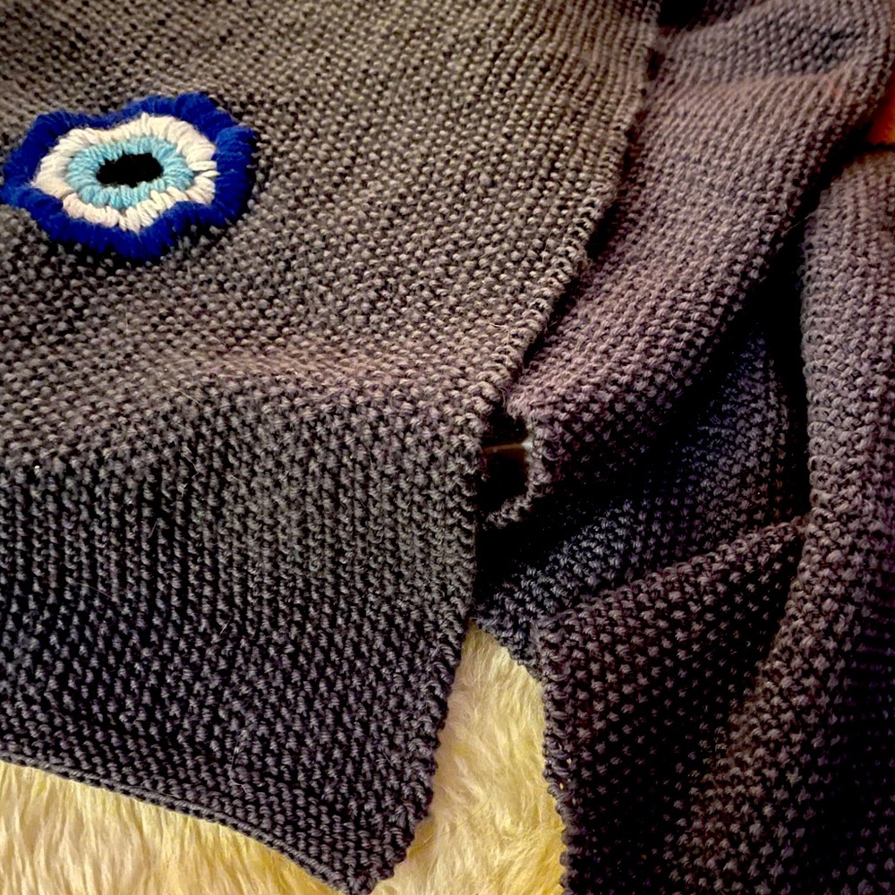 Dark grey handmade evil eye 🧿 long scarf.